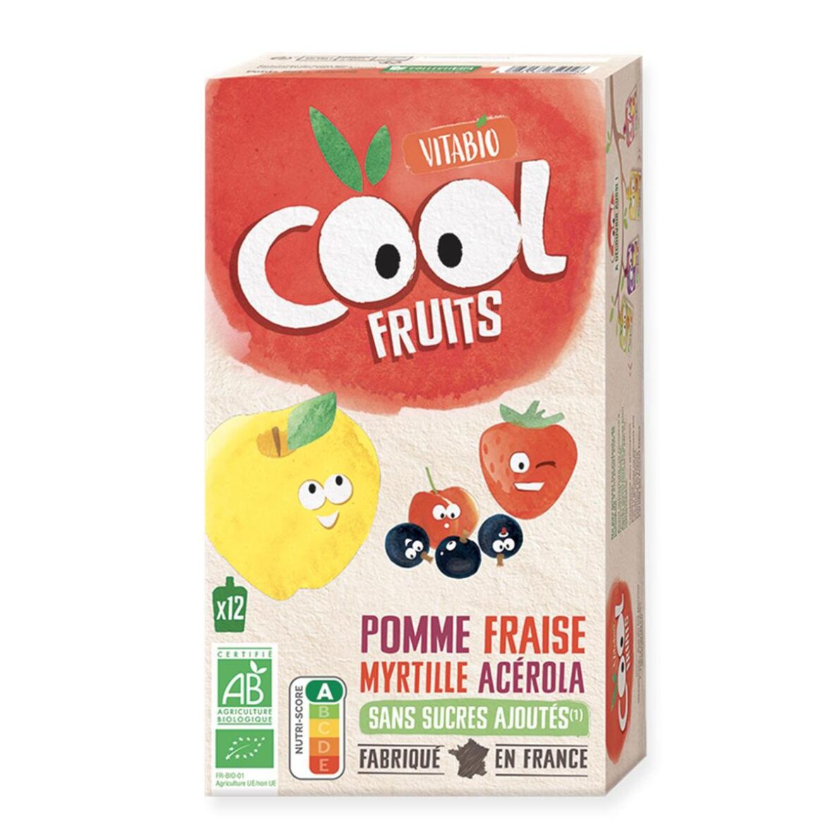 Vitabio Cool Fruits Pomme Fraise Myrtille 12x90g