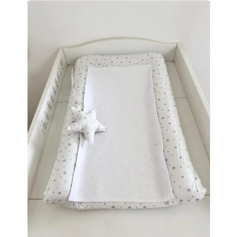 Matelas à langer imperméable avec housse – Etoiles Gris