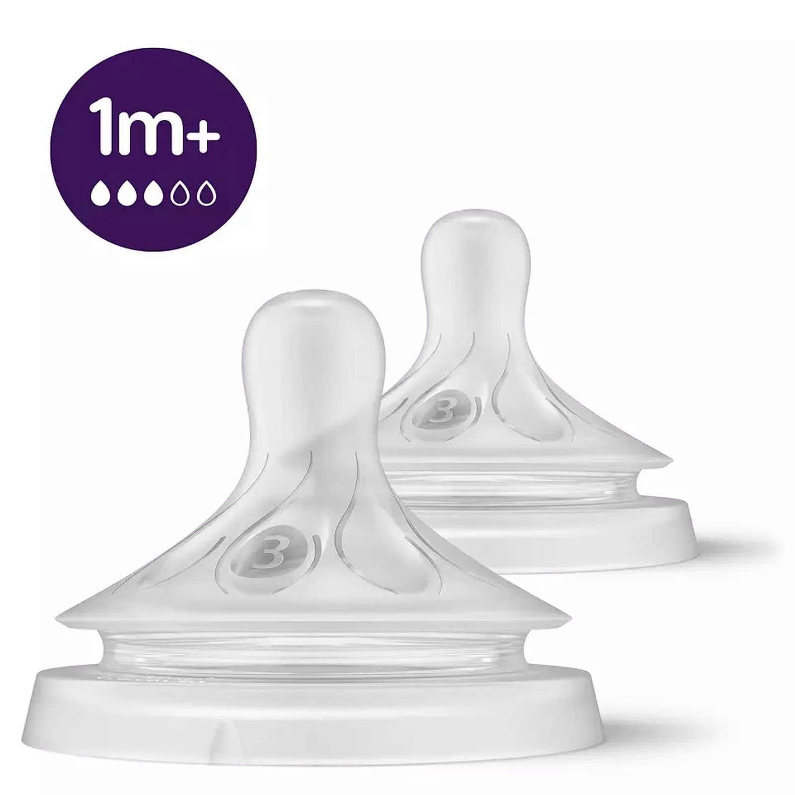 Philips Avent Lot De 2 Tétines Natural Response 3 Trous - Débit Nouveau
