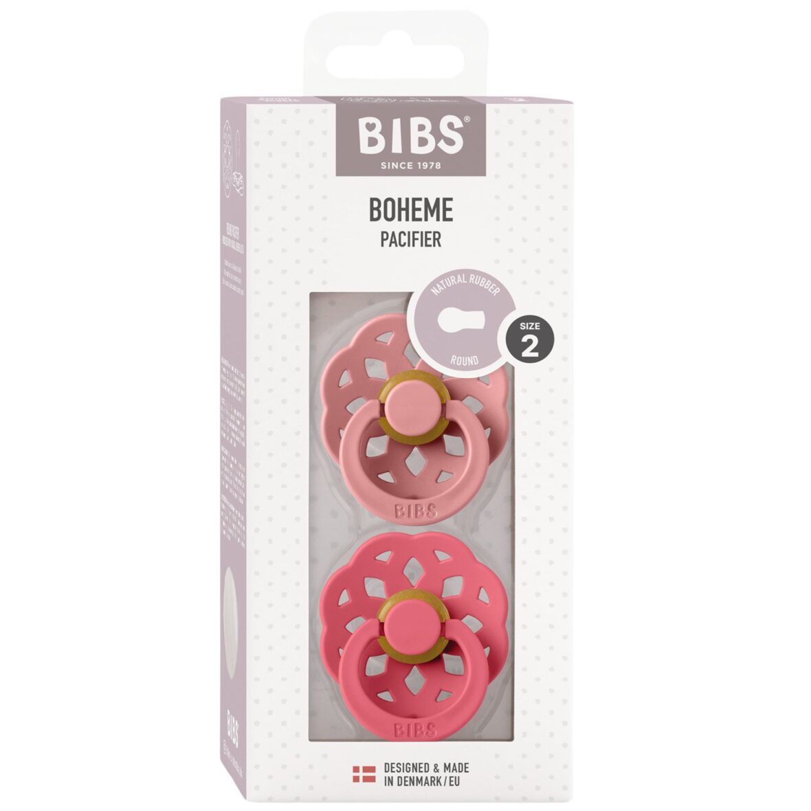 Bebemaman Bibs Lot de 2 Sucettes Boheme Dusty Pink – Coral 1