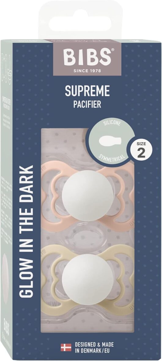 Bebemaman Bibs Lot de 2 Sucettes Supreme Symétrique Glow Blush Vanilla 6-18 mois