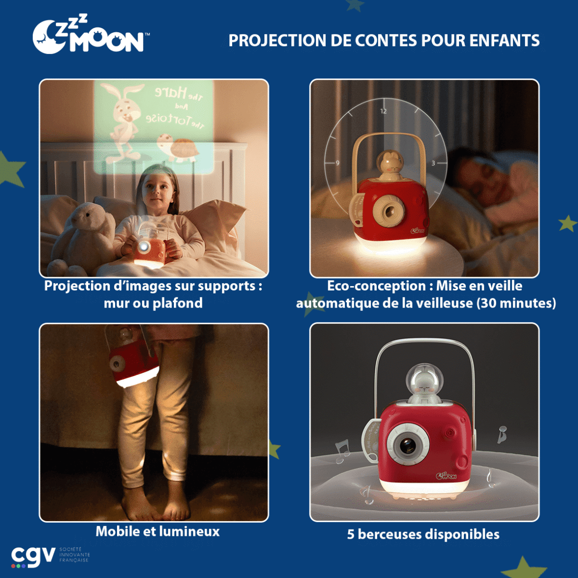 Bebemaman ZzzMoon Conteur des histoires avec Projecteur
