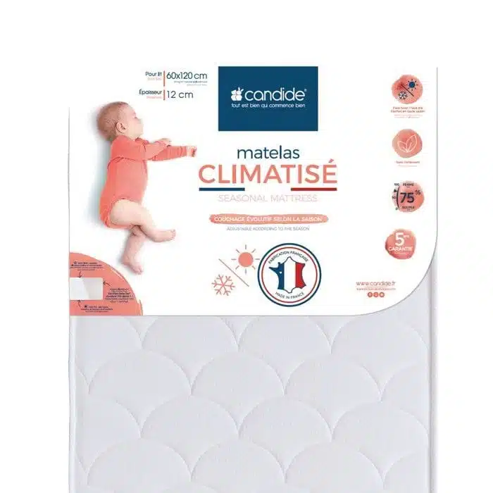 Candide Matelas climatisé  60 x 120 x 12 cm