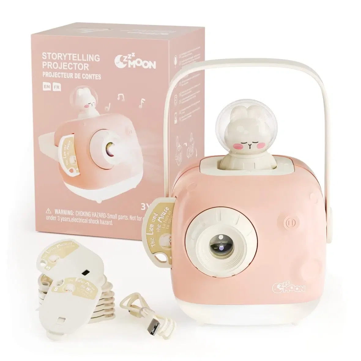 ZzzMoon Conteur des histoires avec Projecteur Bilingue – Rose