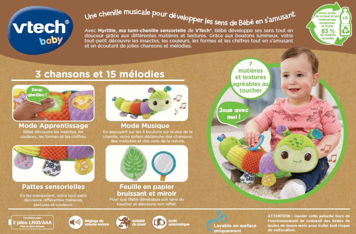 Vtech Vtech Myrtille ma lumi-chenille sensorielle 4