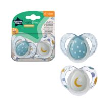 Tommee Tippee Lot de 2 sucettes Nightime orthodontic 6-18m Bleu prix Maroc | Bebemaman.ma