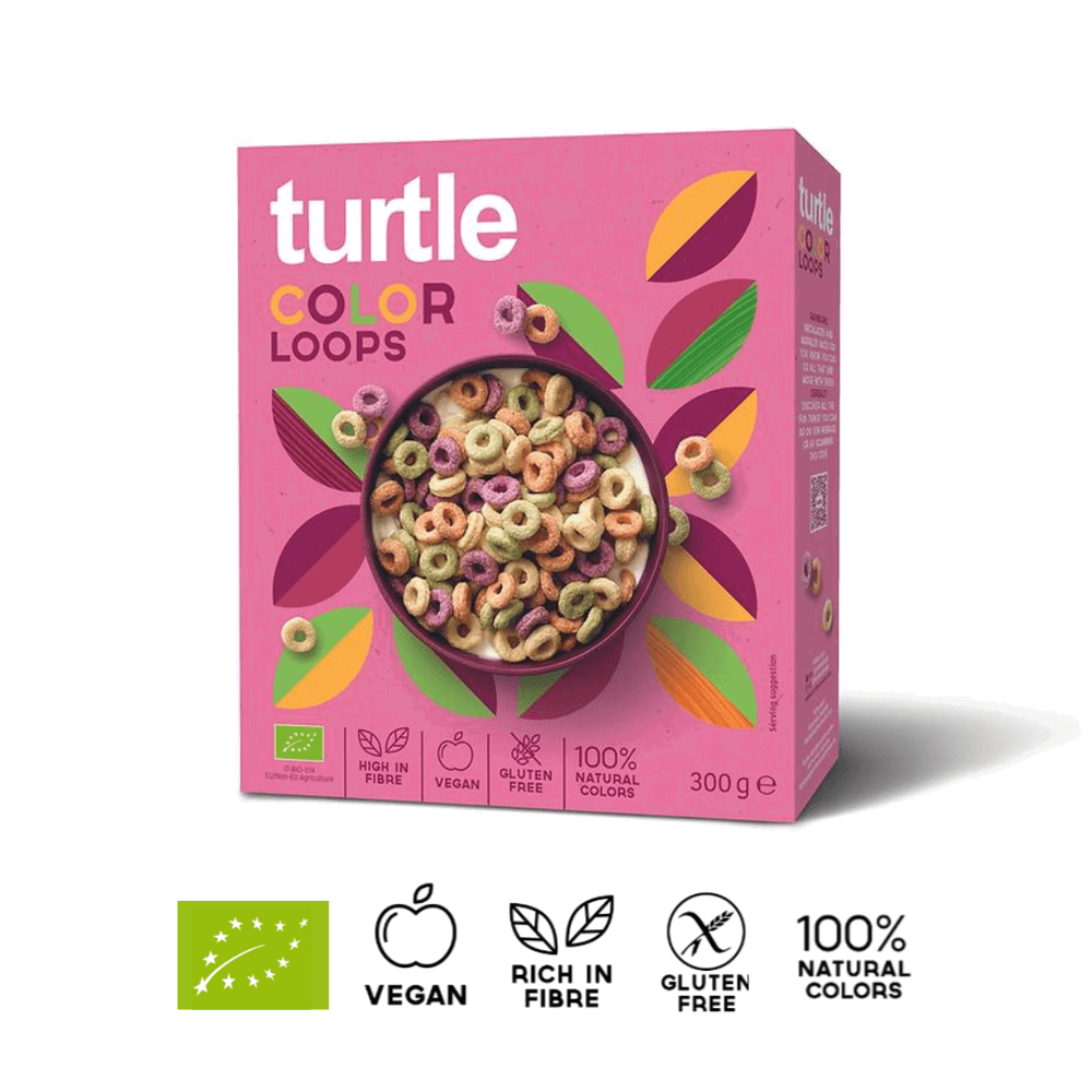Turtle Color Loops Anneaux de céréales fruités Bio – Sans gluten 300g