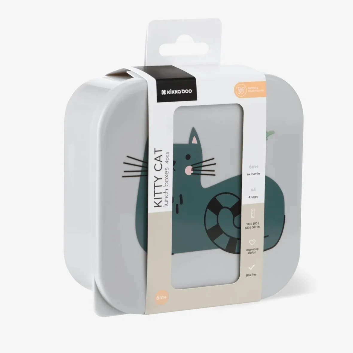 Bebemaman Kikkaboo Set de 4 Boîtes à Lunch Kitty Cat Grey 7