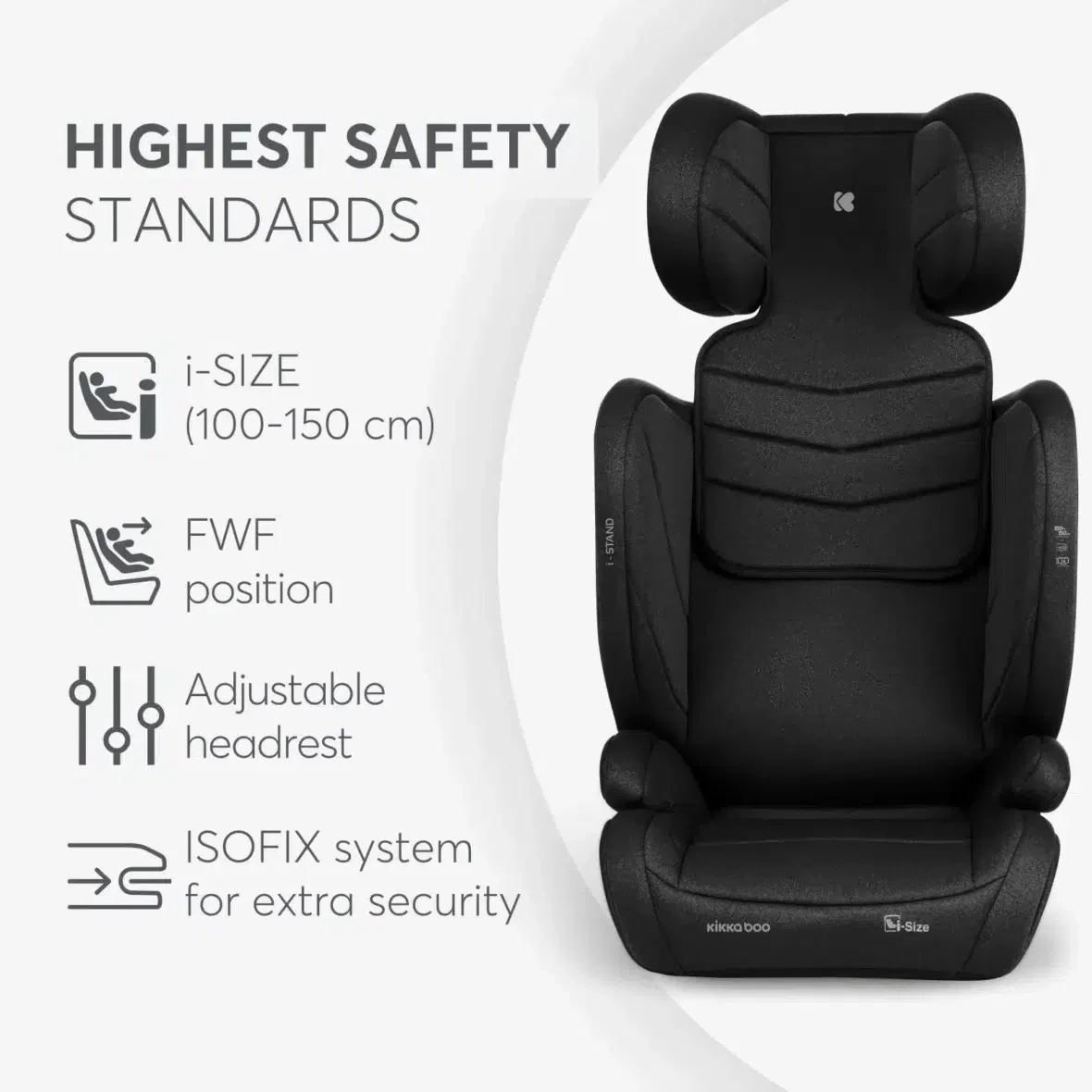 Bebemaman Kikkaboo Siège Auto I-Stand 100-150 cm I-Size Isofix Noir 3