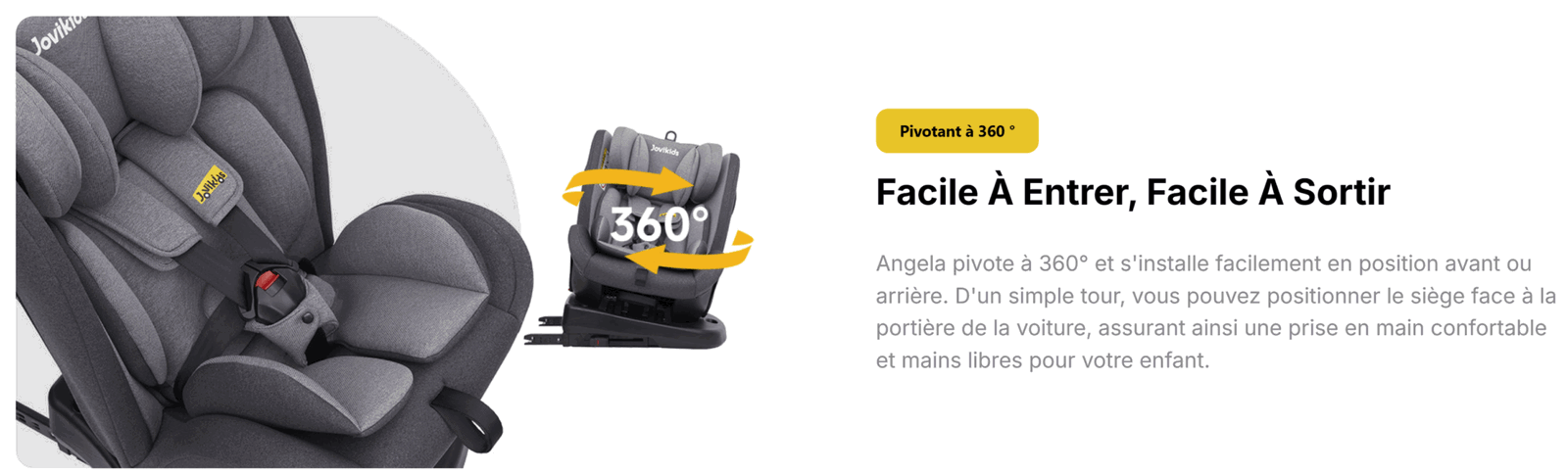 Jovikids Siège auto pivotant à 360° Angela 40-150 cm