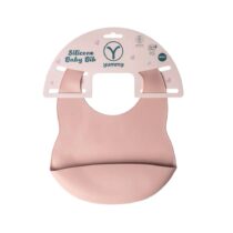 Yummy Bavoir en Silicone avec Poche 4m+ Rose Poudre prix Maroc | Bebemaman.ma