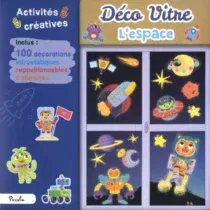 Décorez vos fenêtres avec Déco Vitre - L'Espace 102 stickers vitrostatiques repositionnables sur le thème spatial pour enfants. Disponible sur Bebemaman.ma !