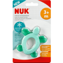 NUK Cool All-Around Tortue Vert : un anneau de dentition réfrigérant bébé avec massage doux et soulagement immédiat. Dès 3 mois, sans bisphénol A.
