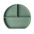 Yummy Assiette en Silicone Multi-Compartiments avec Ventouse - Vert Pastel 3 compartiments, anti-renversement, sans BPA. Passe au micro-ondes et lave-vaisselle.