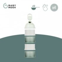 Préparez les biberons facilement avec la boîte doseuse Babymoov Babydose. 4 compartiments empilables, hermétiques et pratiques pour le lait en poudre. Idéal pour les déplacements.