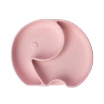 Yummy Assiette Éléphant en Silicone avec Ventouse Rose