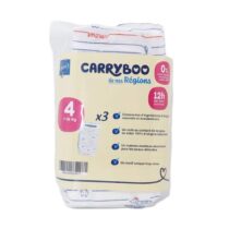 Offrez confort et protection à votre bébé avec les couches Carryboo Taille 4 (7-18kg). Ultra-absorbantes et douces, disponibles en pack de 3 !