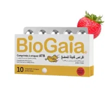 Biogaia Probiotiques Enfants – 10 comprimés à croquer goût fraise avec Lactobacillus reuteri. Favorise la digestion et la flore intestinale dès 3 ans.
