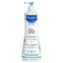 Mustela Gel Lavant Doux à l'Avocat 750ml nettoie en douceur corps et cheveux dès la naissance. Sans savon, ne pique pas les yeux. Exclu Bebemaman.ma
