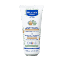 Shampooing crème Mustela 200ml pour cheveux bouclés, frisés ou ondulés. Nourrit, démêle et nettoie sans sulfates ni silicones. Dès la naissance. Disponible Bebemaman.ma.