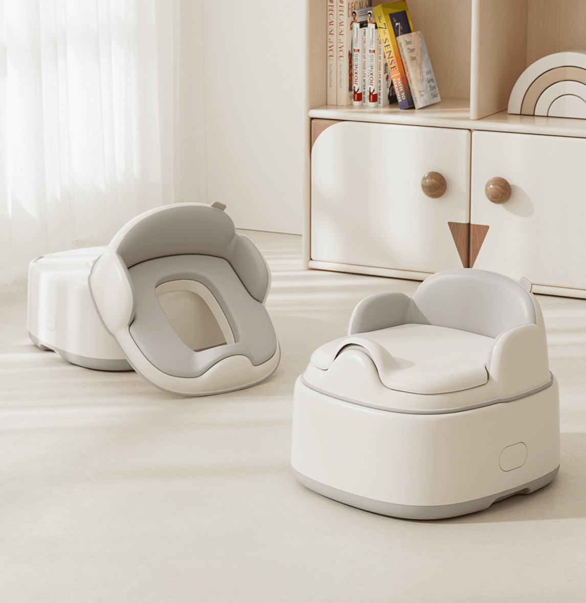 Pot d’Apprentissage 3-en-1 avec Coussin Doux – Siège Réducteur, Pot Bébé & Marchepied