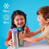 BBox Gourde Isotherme 350ml – Emerald Forest : inox double paroi, paille intégrée et design émeraude pour bébé dès 12 mois. En vente sur Bebemaman.ma !