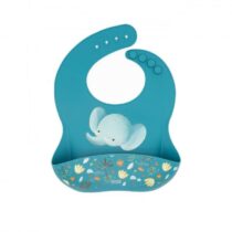 Découvrez le bavoir en silicone Chewy l'Éléphant de Sassi Junior : doux, pratique et ludique, idéal pour les repas des tout-petits dès 12 mois.