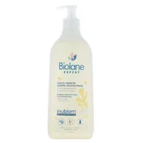 Découvrez l'huile lavante dermo-protectrice Biolane 500 ml, idéale pour nettoyer en douceur la peau sensible de votre bébé tout en la protégeant du dessèchement.