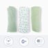 Lot de 3 langes mini Doomoo en coton bio Leaves Green. Doux, respirants, lavables et multifonctions. L’accessoire idéal pour bébé sur Bebemaman.ma.