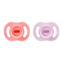 Lot de 2 sucettes Tommee Tippee Ultra Light 0-6 mois – Silicone sans BPA, légères, orthodontiques. Coloris Rose Violle. Livraison rapide Maroc.