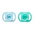 Lot de 2 sucettes Tommee Tippee Ultra Light 0-6 mois – Silicone sans BPA, légères, orthodontiques. Coloris bleu ciel & jaune. Livraison rapide Maroc.