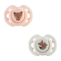 Tétine Tommee Tippee Fun Friends 0-6 mois avec motif renarde beige rose. Silicone doux, téterelle symétrique, sans BPA. Idéale dès la naissance.