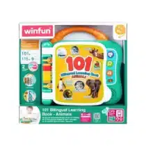 Découvrez le Winfun 101 Bilingual Learning Book - Animals, un livre éducatif interactif pour enfants dès 18 mois. Apprenez 101 animaux en deux langues avec des sons amusants et des pages colorées.