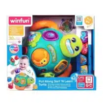 Découvrez le Winfun Pull Along Sort 'N Learn Turtle, un jouet éducatif interactif pour bébé dès 12 mois. Stimulez l'éveil et la motricité de votre enfant avec des sons, des couleurs vives et des jeux de tri amusants.