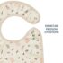 Bavoir Little Band Forest en coton enduit avec poche avant, pressions réglables, dimensions 24×39 cm, machine lavage, certifié OEKO‑TEX – idéal pour diversification dès 6 mois.