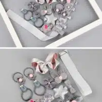 Nildor coffret accessoires cheveux 18 pièces Gris – pinces, élastiques & barrettes pour fille. Ensemble fun et pratique pour toutes les coiffures.