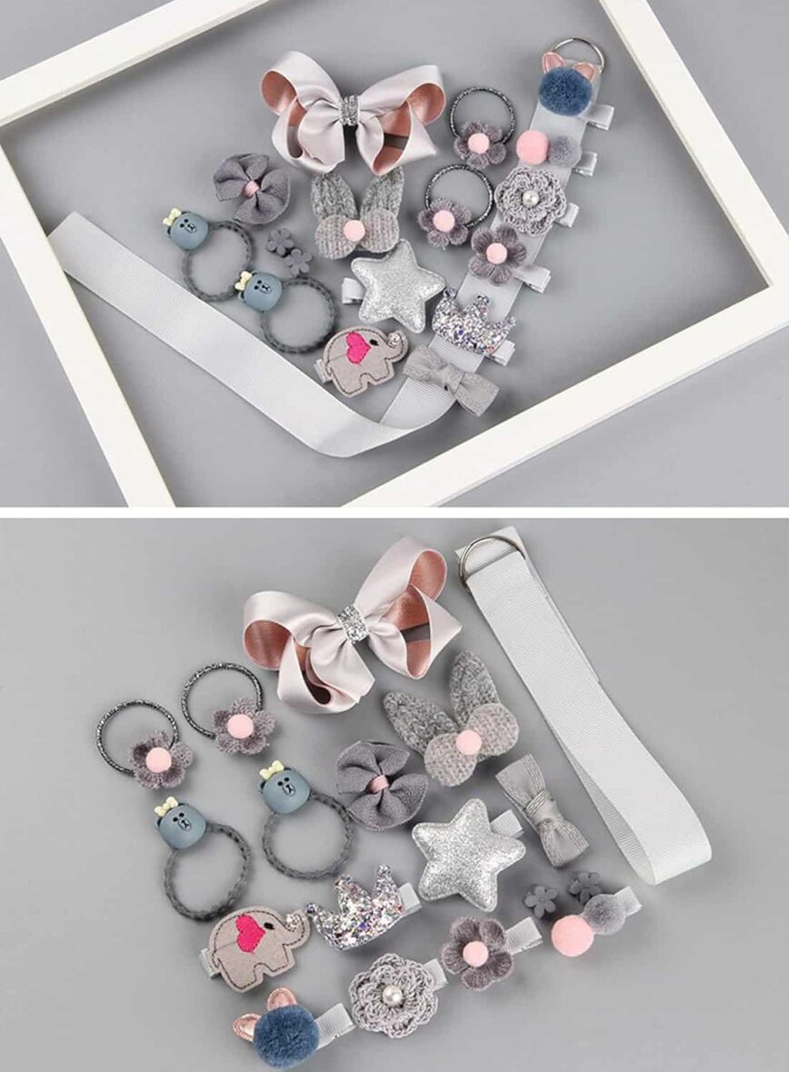 Bebemaman Nildor Coffret 18 pièces – Accessoires Cheveux Gris 1