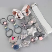 Nildor coffret accessoires cheveux 18 pièces Gris – pinces, élastiques & barrettes pour fille. Ensemble fun et pratique pour toutes les coiffures.