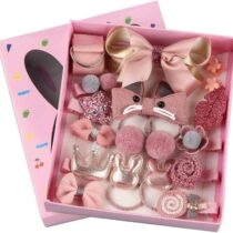 Nildor coffret accessoires cheveux 18 pièces rose – pinces, élastiques & barrettes pour fille. Ensemble fun et pratique pour toutes les coiffures.