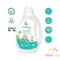 Lessive bébé Ecolunes 2 L – 40 lavages. Formule écologique, sans parfum ni colorant, hypoallergénique et certifiée AllergyCertified & ICEA. Respectueuse des peaux sensibles.
