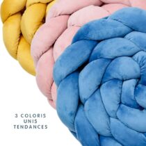 Tresse déco Babycalin 200 cm en velours doux – calage, déco cocooning, protège bébé des barreaux. Oeko‑Tex, lavable à 30 °C.