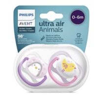 Protégez la peau délicate de bébé avec la Philips Avent sucettes Ultra Air Happy 0-6 mois : large aérations, tétine silicone texturée, boîte stérilisante. 98 % acceptation.