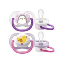 Protégez la peau délicate de bébé avec la Philips Avent sucettes Ultra Air Happy 0-6 mois : large aérations, tétine silicone texturée, boîte stérilisante. 98 % acceptation.