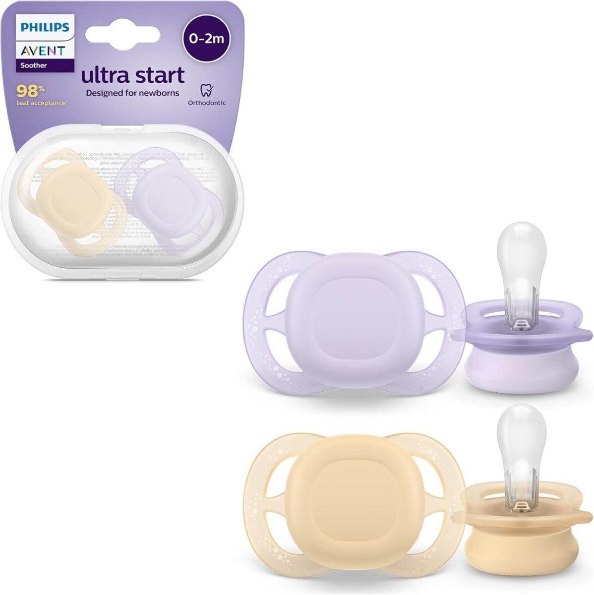 Philips Avent Sucette Ultra Star 0-2 mois – Jaune-Mauve