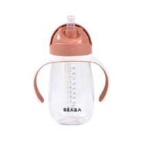 Beaba Tasse paille 300 ml Terracotta – étanche même ouverte, poignées amovibles, paille rebouchable, sans BPA, dès 8 mois.
