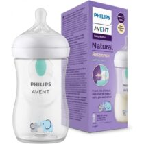 Biberon Avent Natural Response 260 ml avec valve AirFree – réduction des coliques, débit imitant le sein, sans BPA, facile à tenir et à nettoyer. Dès 1 mois.