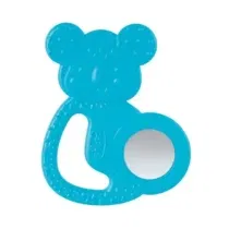 Anneau de dentition rafraîchissant Koala Chicco 4M+ : soulage efficacement les gencives douloureuses grâce à son insert en acier inoxydable refroidissant. Design ergonomique, textures variées et matériaux sûrs. Disponible en bleu et rose.