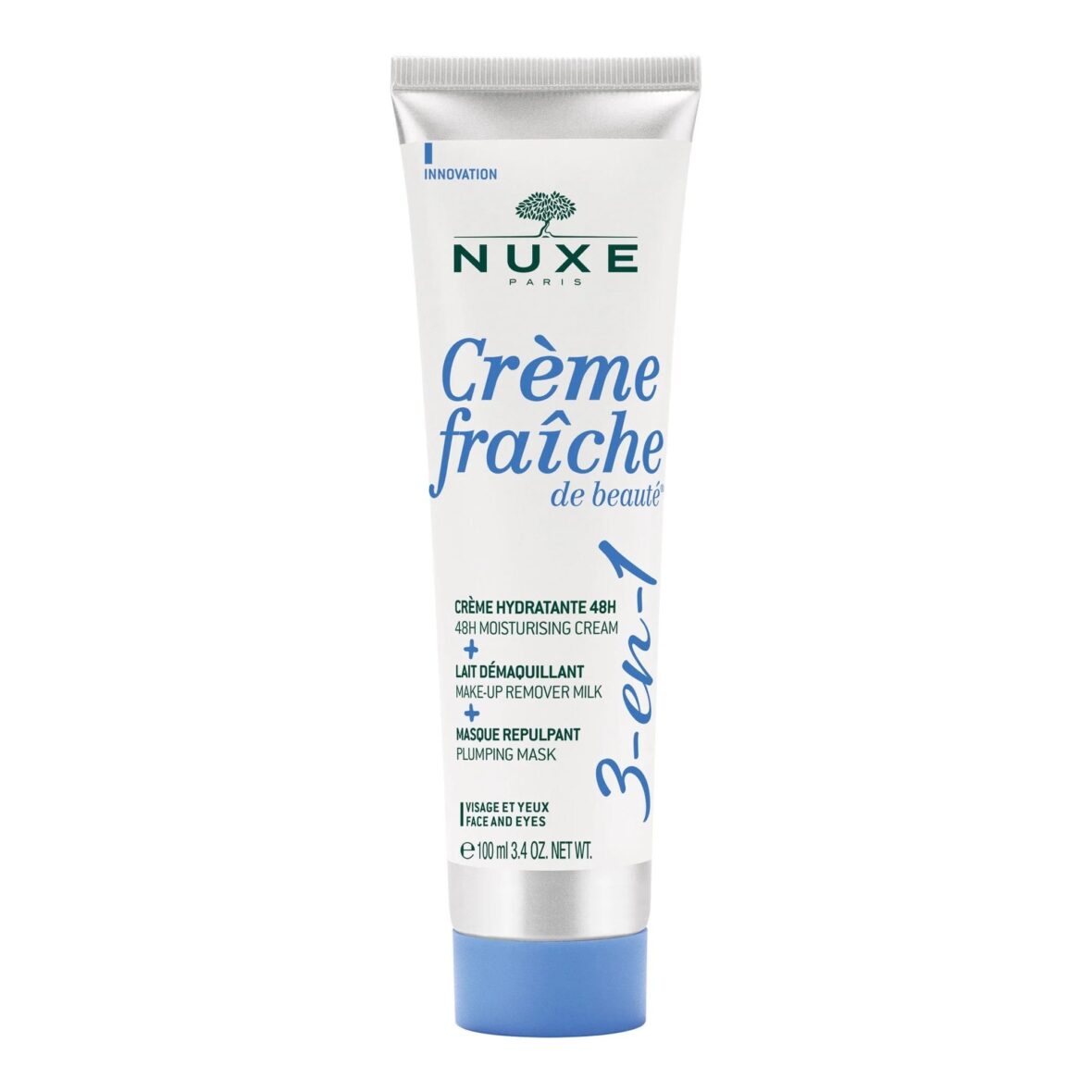 Nuxe Crème fraîche de beauté® 3-en-1 – Crème Hydratante 48h, Démaquillant et Masque