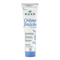 Découvrez la Crème fraîche de beauté 3-en-1 de Nuxe : une crème visage hydratante 48h, un lait démaquillant doux et un masque repulpant à l’effet immédiat.