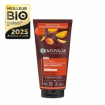 Gel‑crème Centifolia 150 ml : soin leave‑in bio 2‑en‑1 qui hydrate, définit les boucles & lutte contre les frisottis. Enrichi en mangue, aloe vera, buriti et karité. Certifié COSMOS.